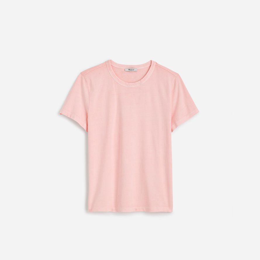 womens madewell cotton perfect crewneck t-shirts rose