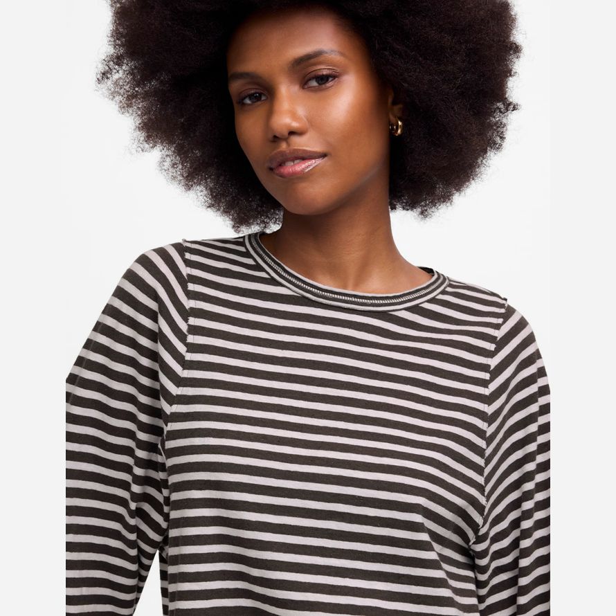 madewell long balloon-sleeve crewneck womens t-shirts black beige