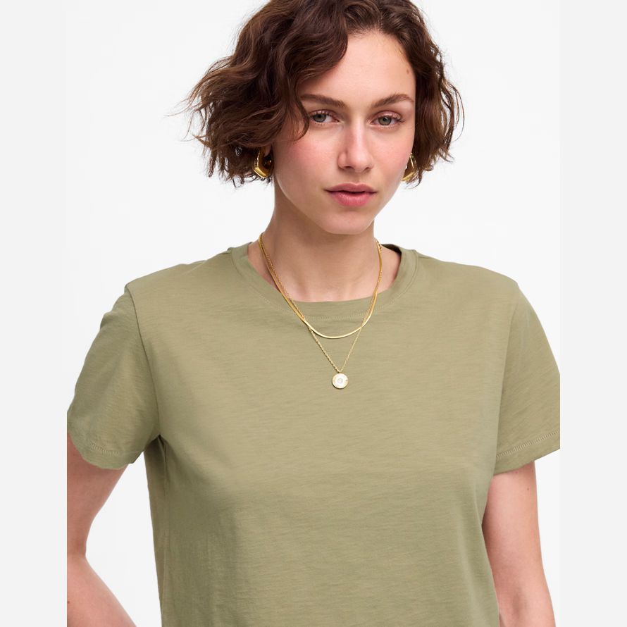 olive womens madewell slub boxy-crop t-shirts