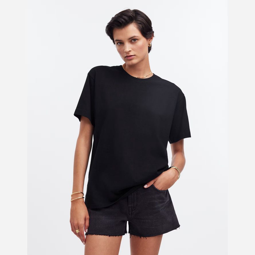 black madewell cotton relaxed oversized womens t-shirts