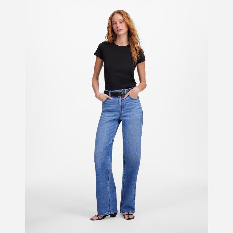 black womens madewell essential slim lightweight cotton t-shirts
