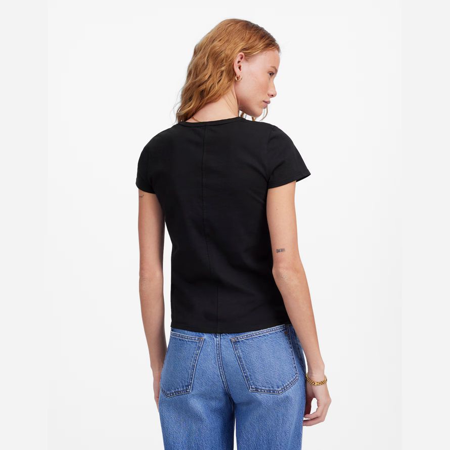 black womens madewell essential slim lightweight cotton t-shirts