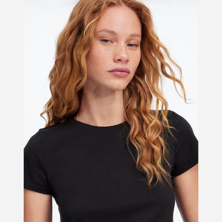 black womens madewell essential slim lightweight cotton t-shirts