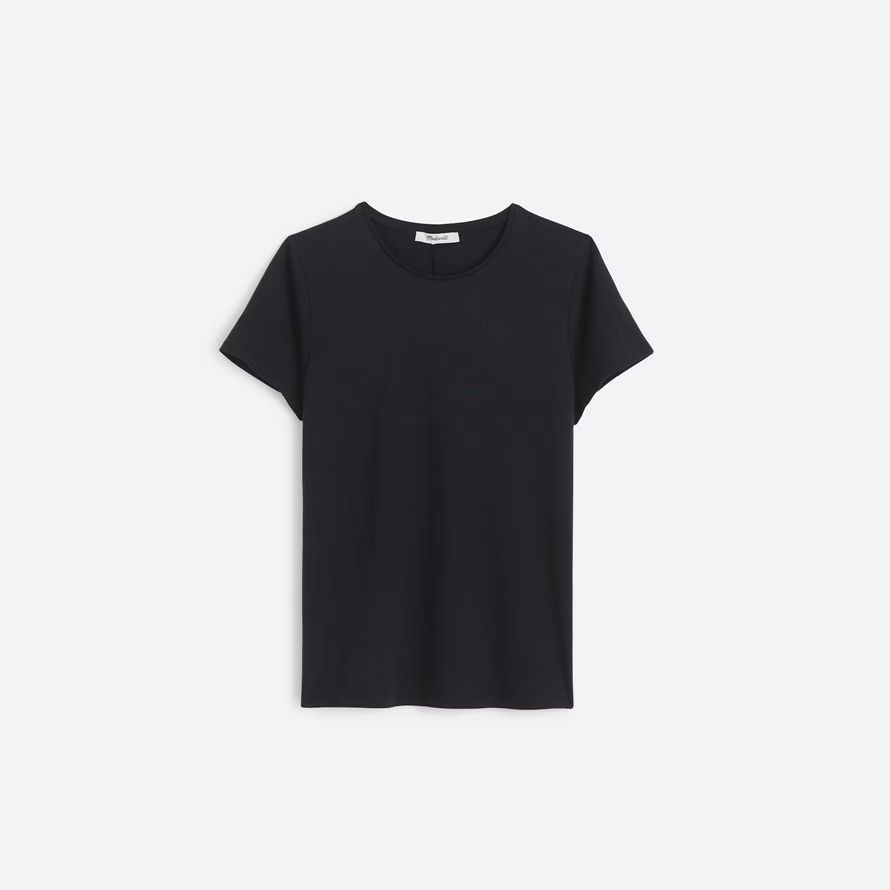 black womens madewell essential slim lightweight cotton t-shirts