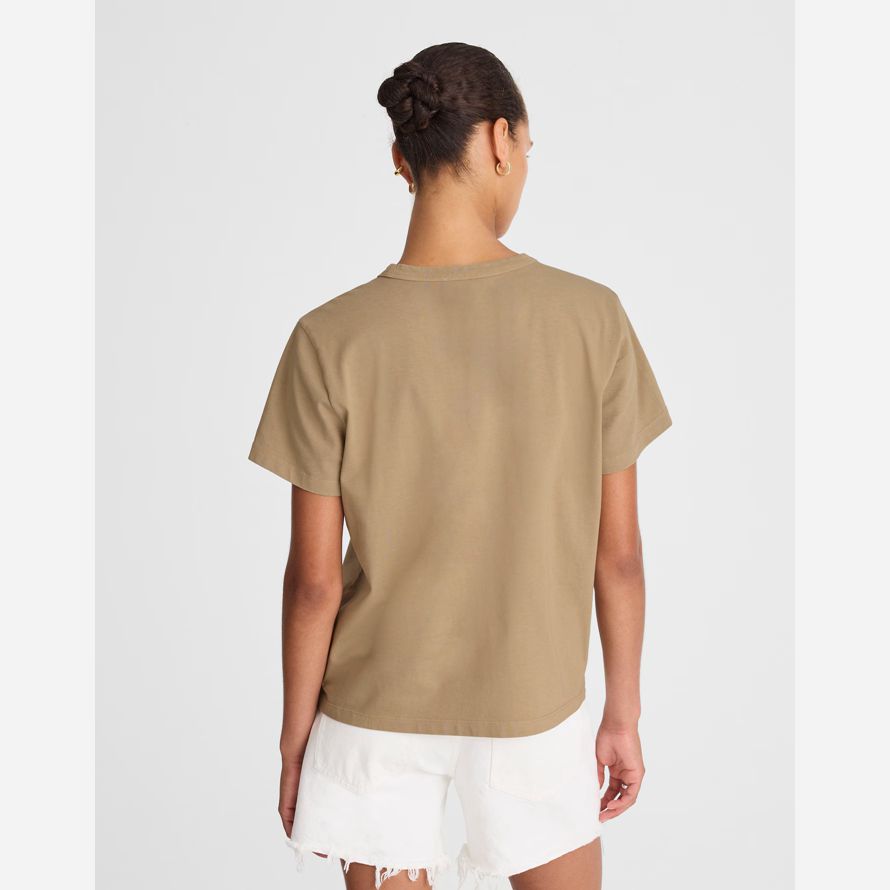 womens madewell cotton perfect crewneck t-shirts khaki