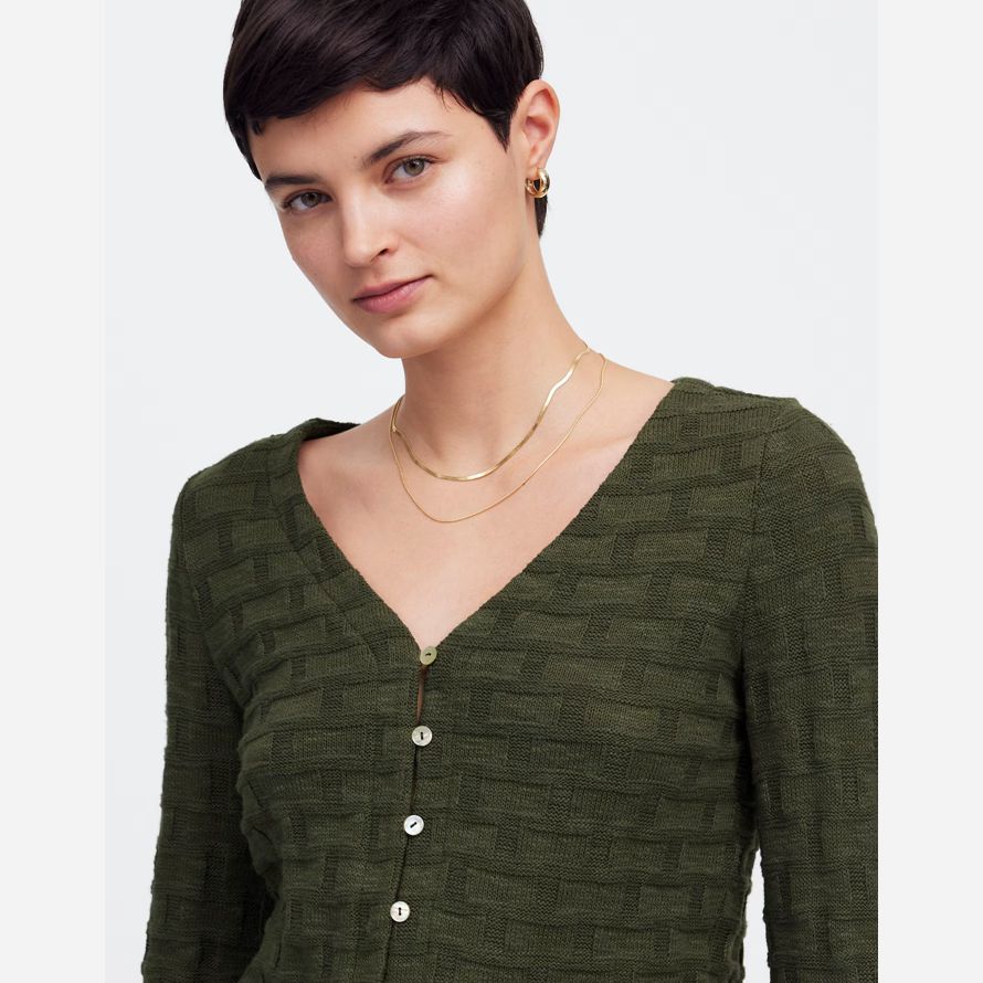 dark green womens madewell basket-weave stitch long-sleeve sweater t-shirts
