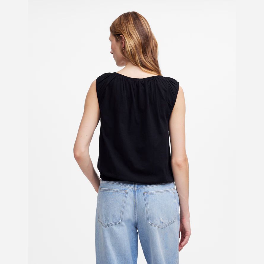 womens madewell boatneck bubble t-shirts black