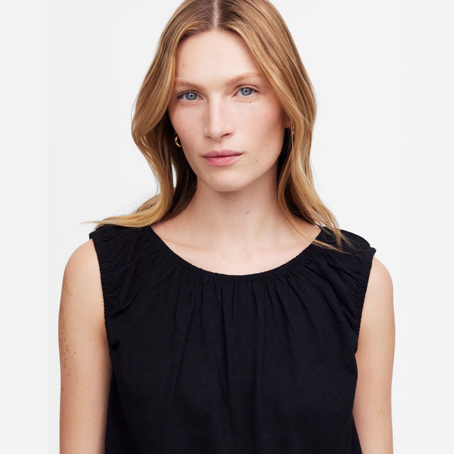 womens madewell boatneck bubble t-shirts black