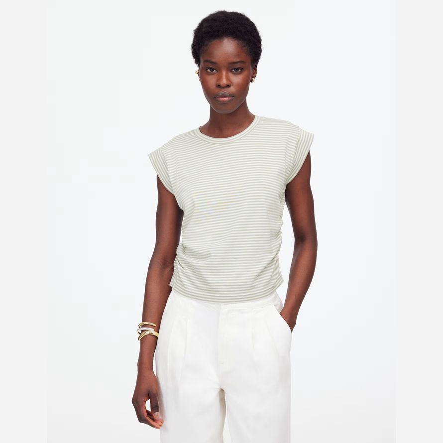 white green madewell side-cinch muscle womens t-shirts