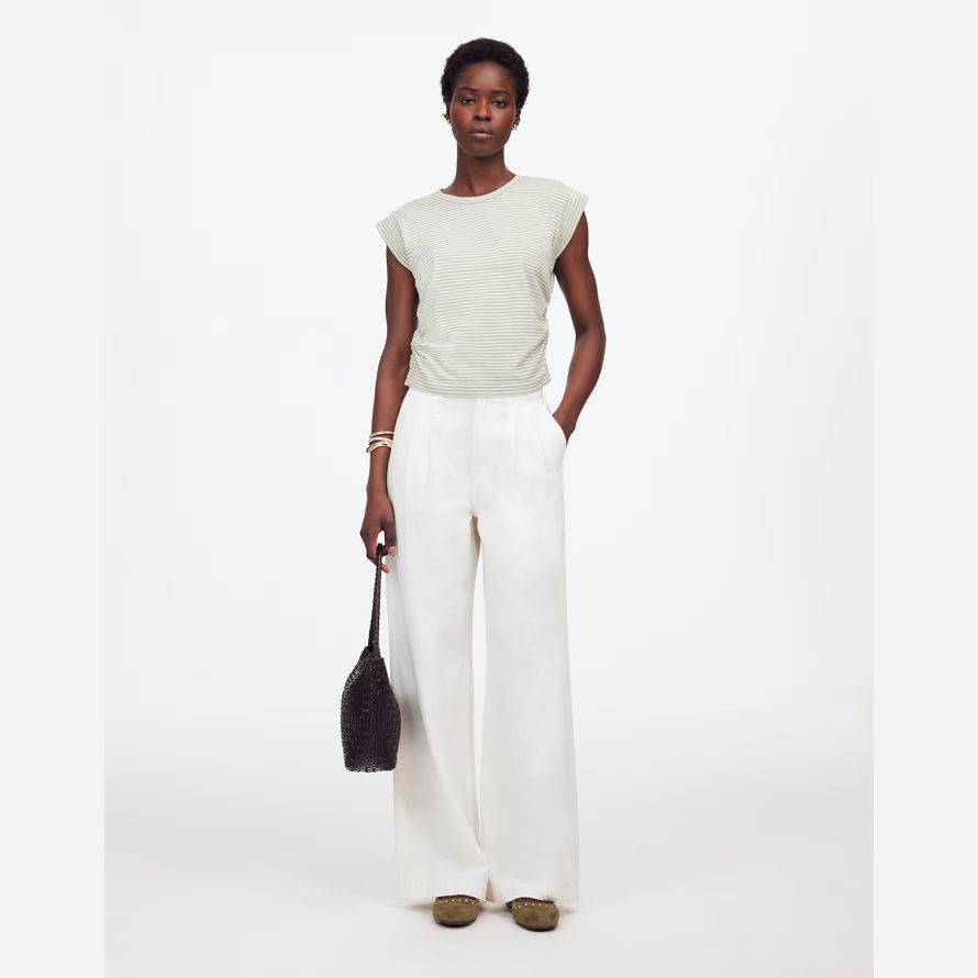 white green madewell side-cinch muscle womens t-shirts
