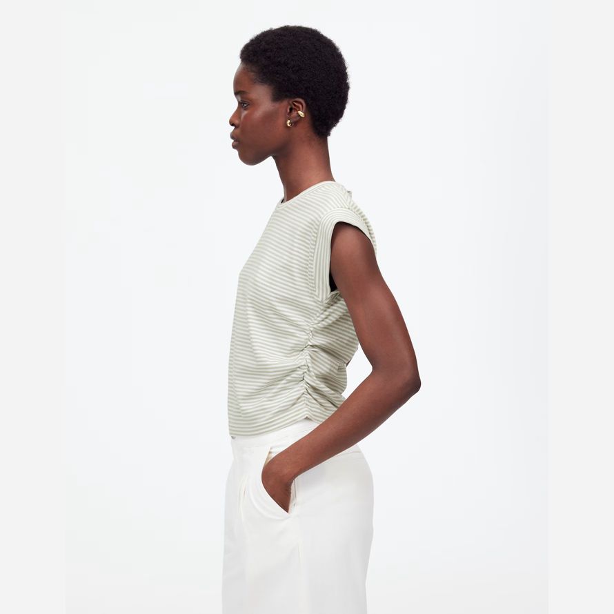 white green madewell side-cinch muscle womens t-shirts