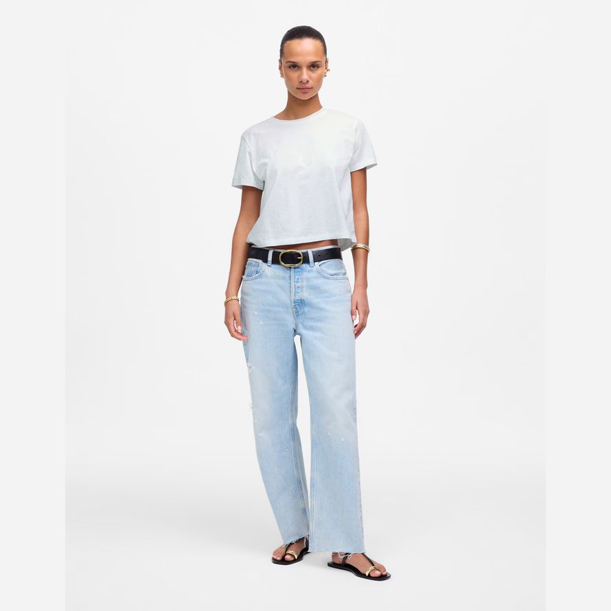 white womens madewell slub boxy-crop t-shirts