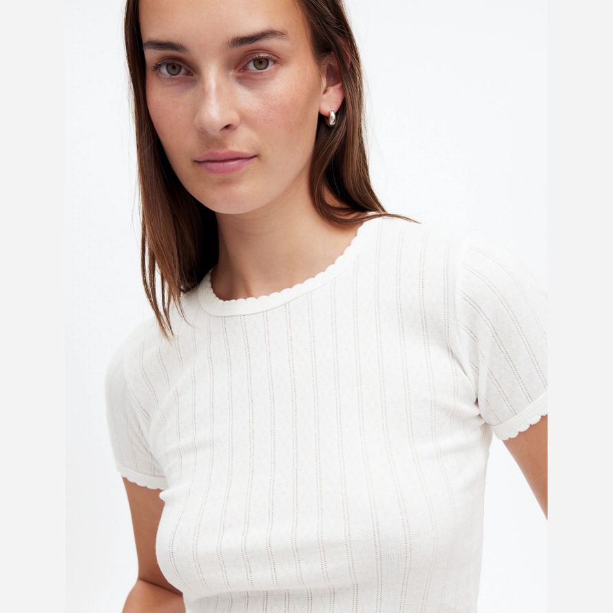 white womens madewell leset pointelle slim-fit t-shirts