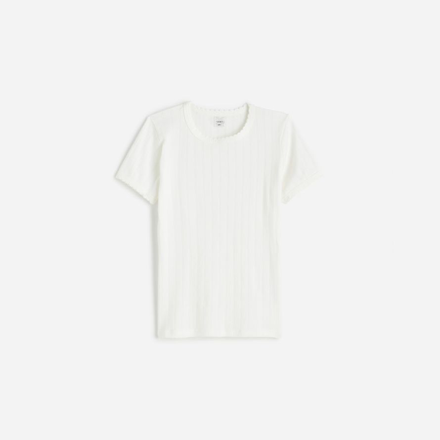 white womens madewell leset pointelle slim-fit t-shirts