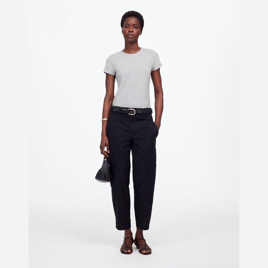 womens madewell essential slim lightweight cotton t-shirts grey