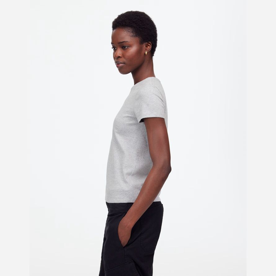 womens madewell essential slim lightweight cotton t-shirts grey