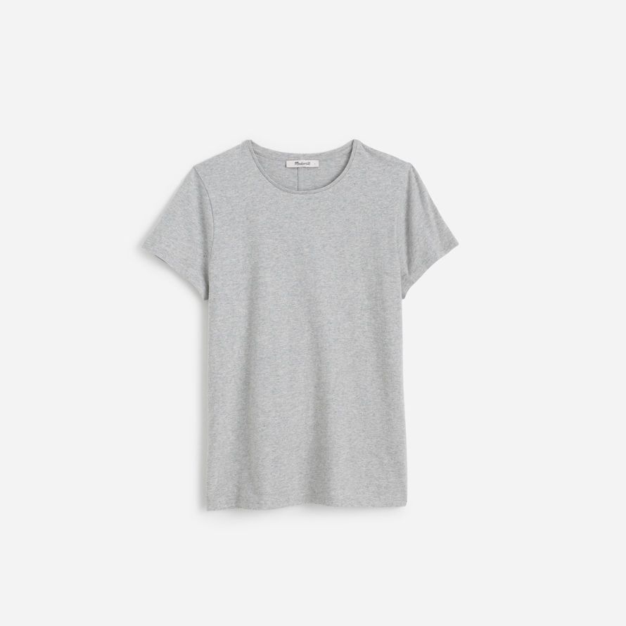 womens madewell essential slim lightweight cotton t-shirts grey