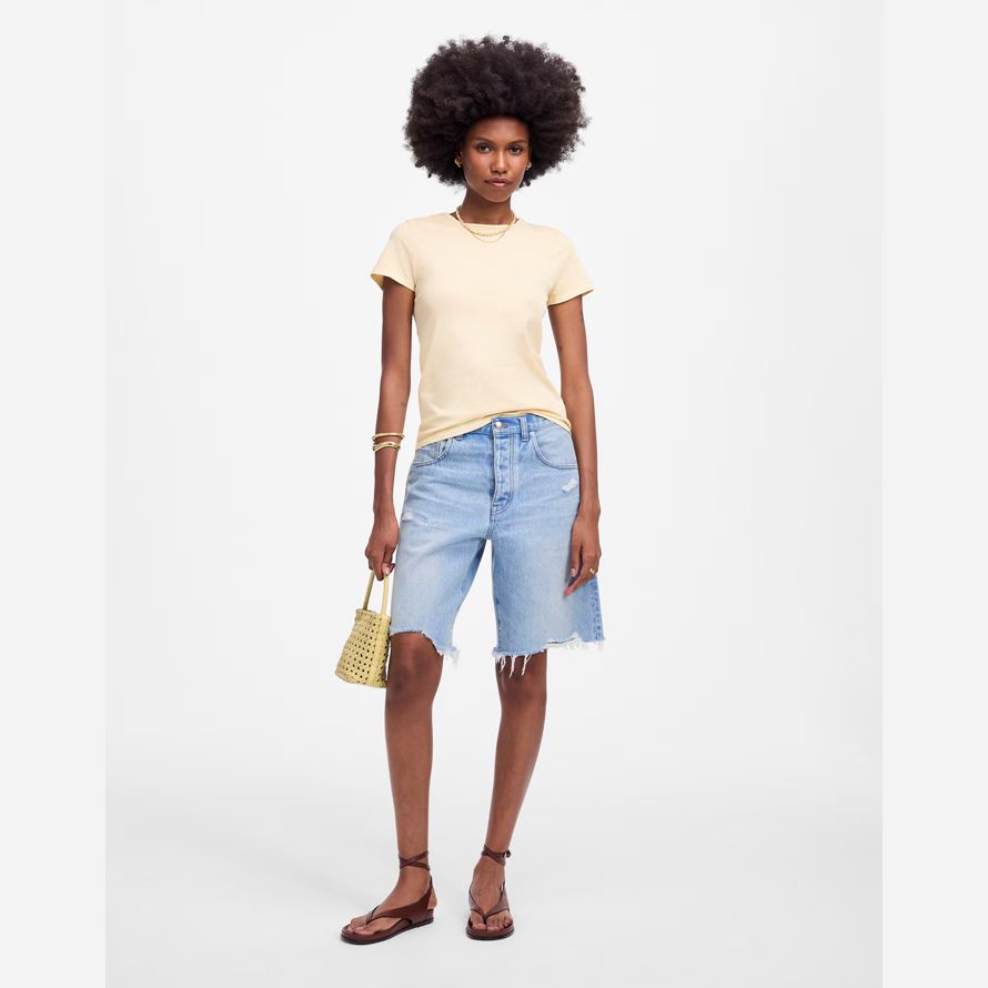 madewell essential slim lightweight cotton womens t-shirts cream