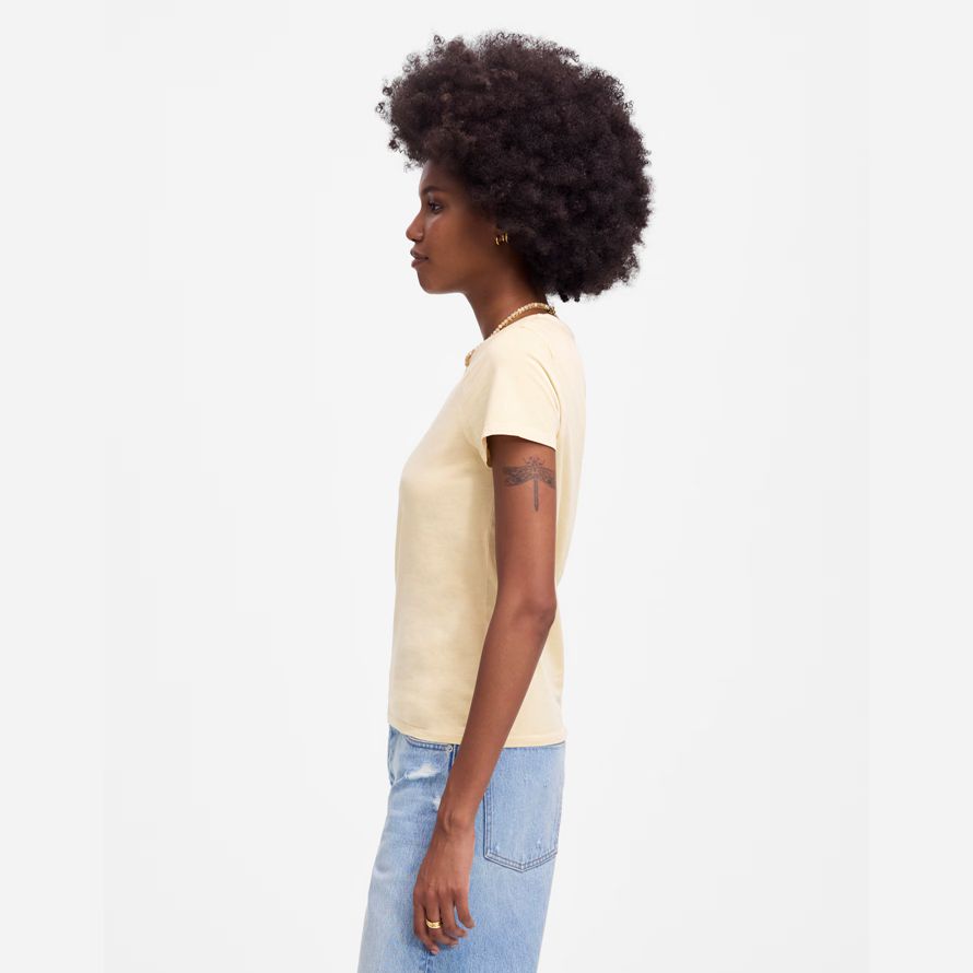 madewell essential slim lightweight cotton womens t-shirts cream