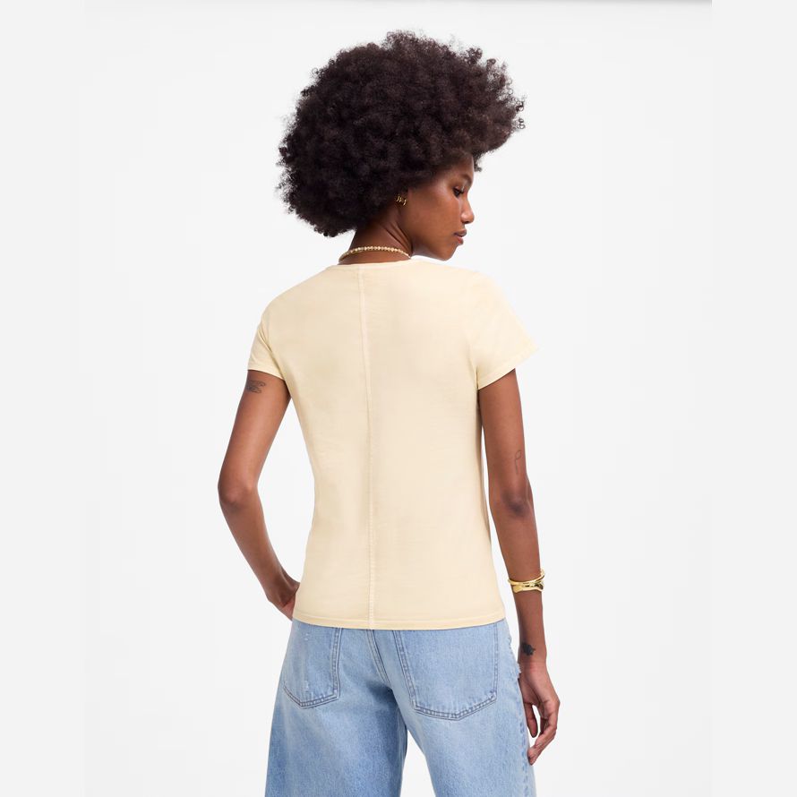 madewell essential slim lightweight cotton womens t-shirts cream