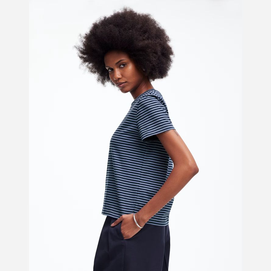 madewell cotton perfect crewneck womens t-shirts blue navy