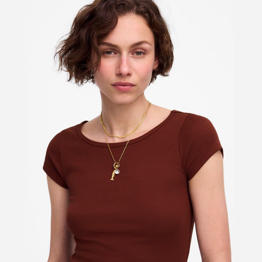 chocolate womens madewell regenerative cotton ribbed cap-sleeve t-shirts