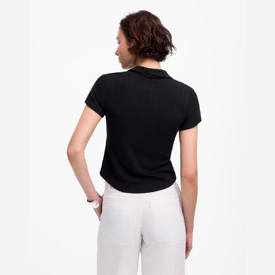 black madewell ribbed v-neck polo womens t-shirts