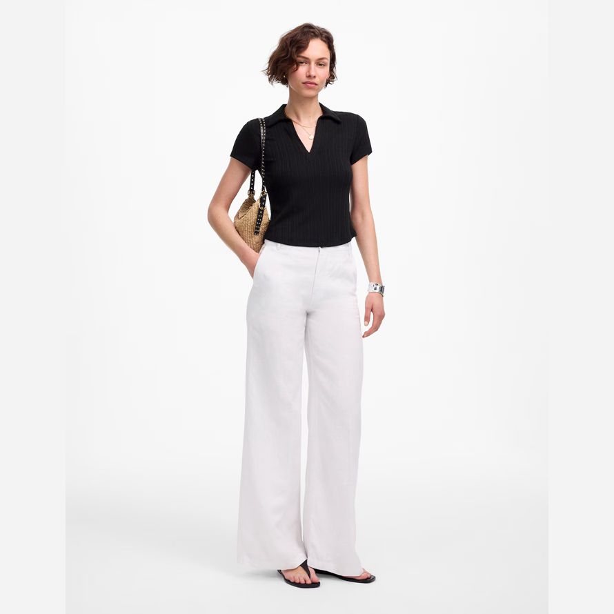 black madewell ribbed v-neck polo womens t-shirts