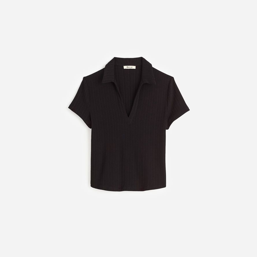 black madewell ribbed v-neck polo womens t-shirts