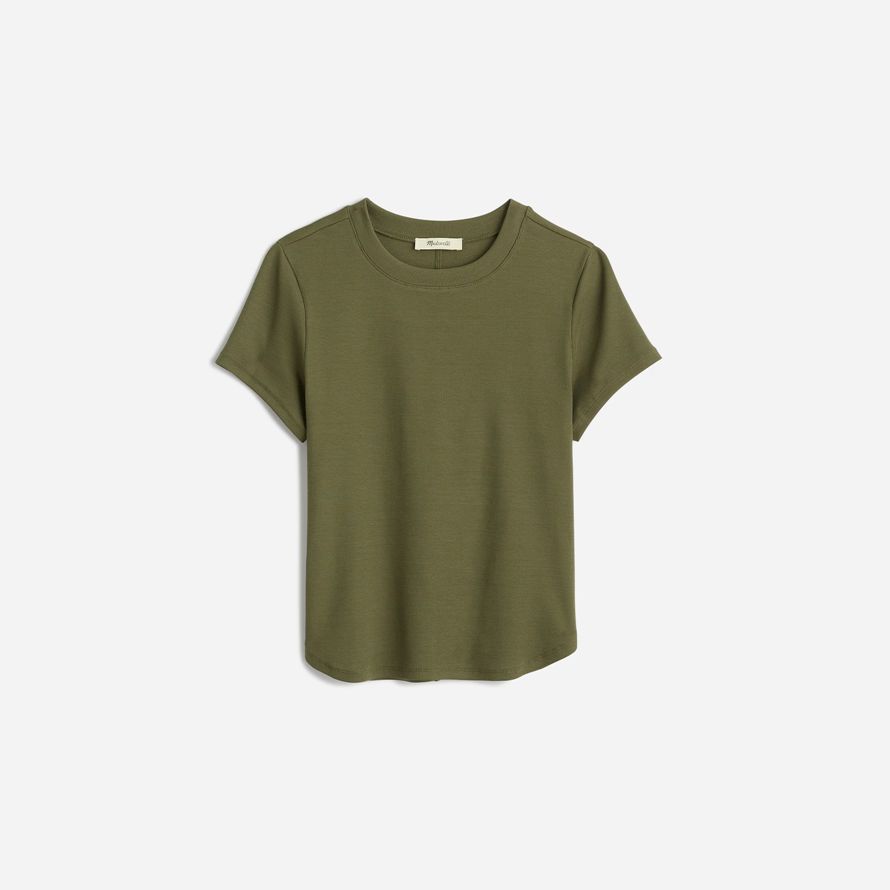 womens madewell regenerative cotton ribbed crewneck t-shirts olive
