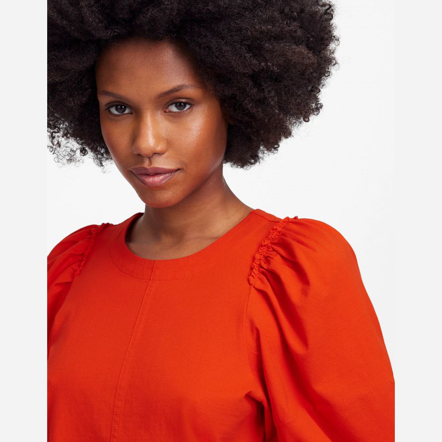 red womens madewell puff-sleeve t-shirts