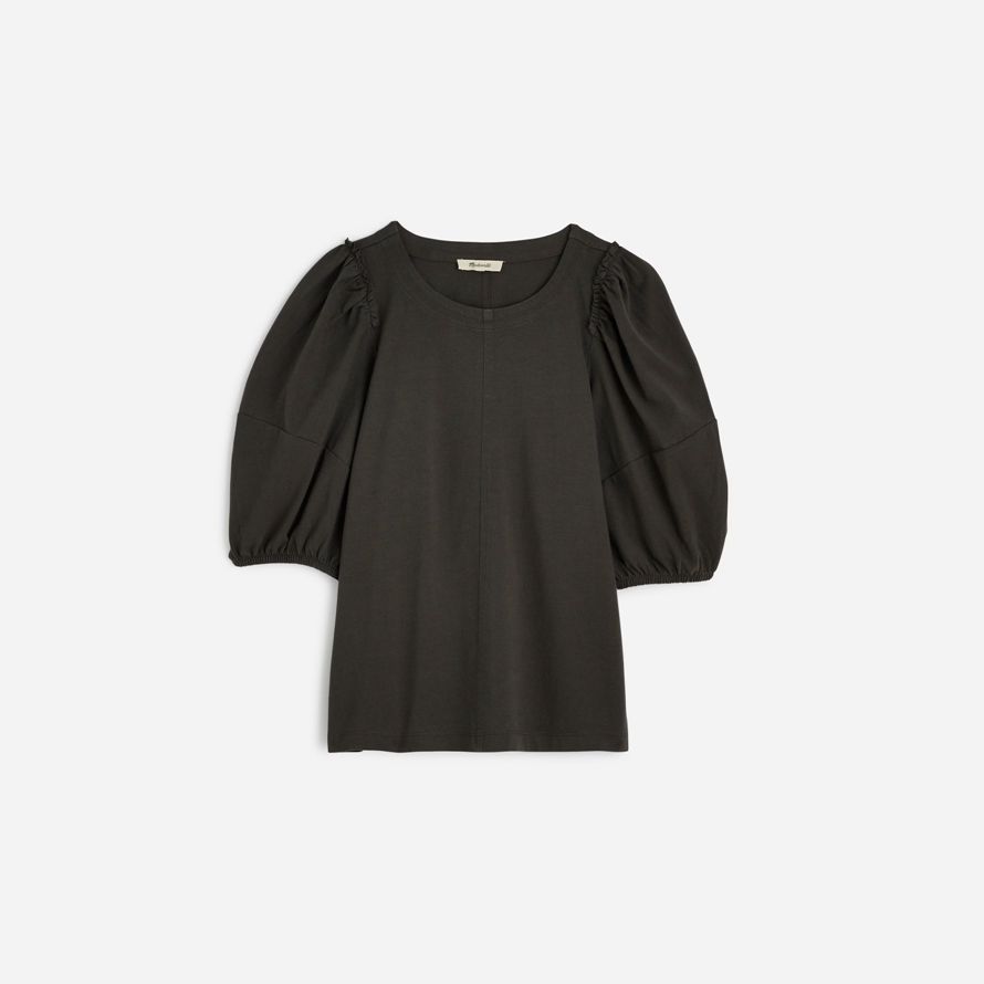 dark grey womens madewell puff-sleeve t-shirts