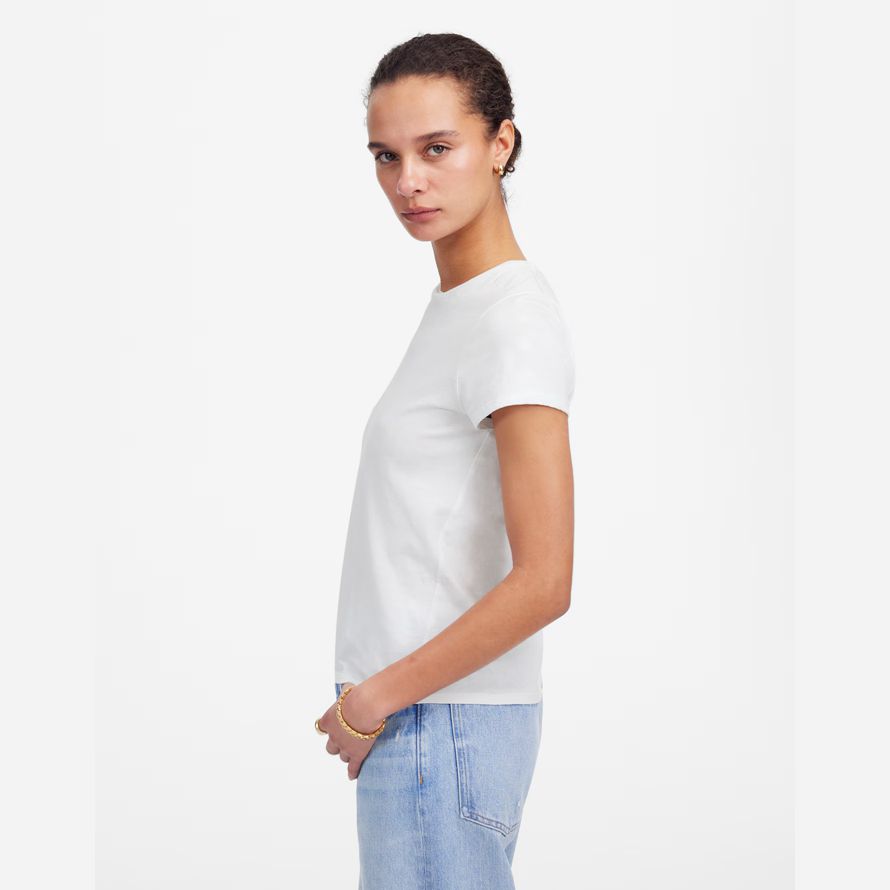 white womens madewell essential slim lightweight cotton t-shirts