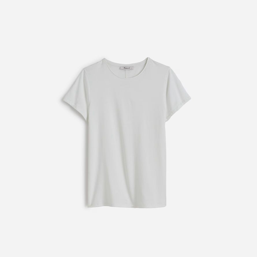 white womens madewell essential slim lightweight cotton t-shirts