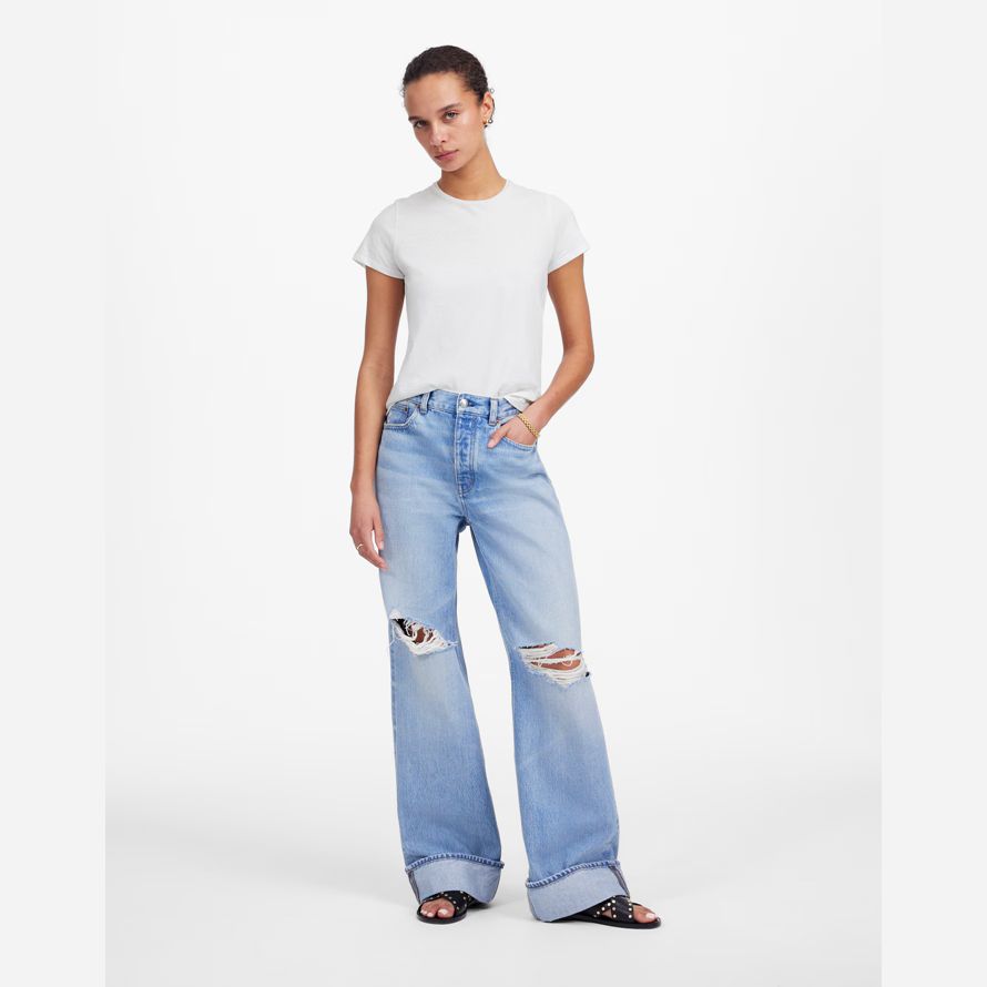 white womens madewell essential slim lightweight cotton t-shirts