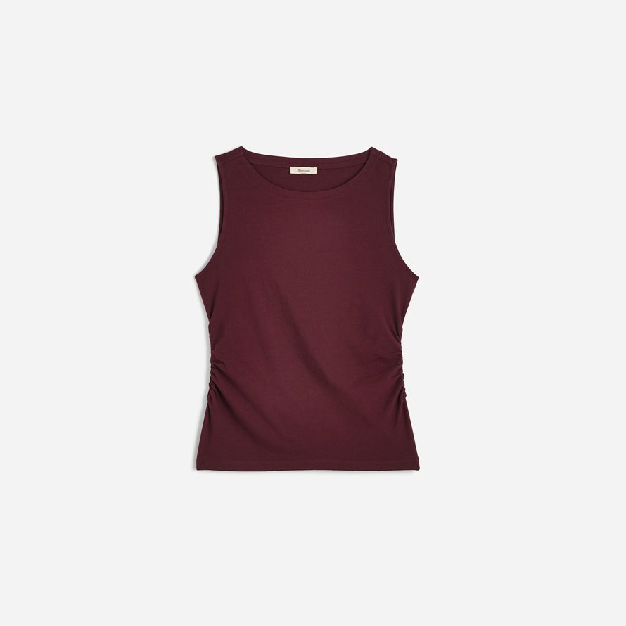 madewell cinched crewneck womens tank burgundy