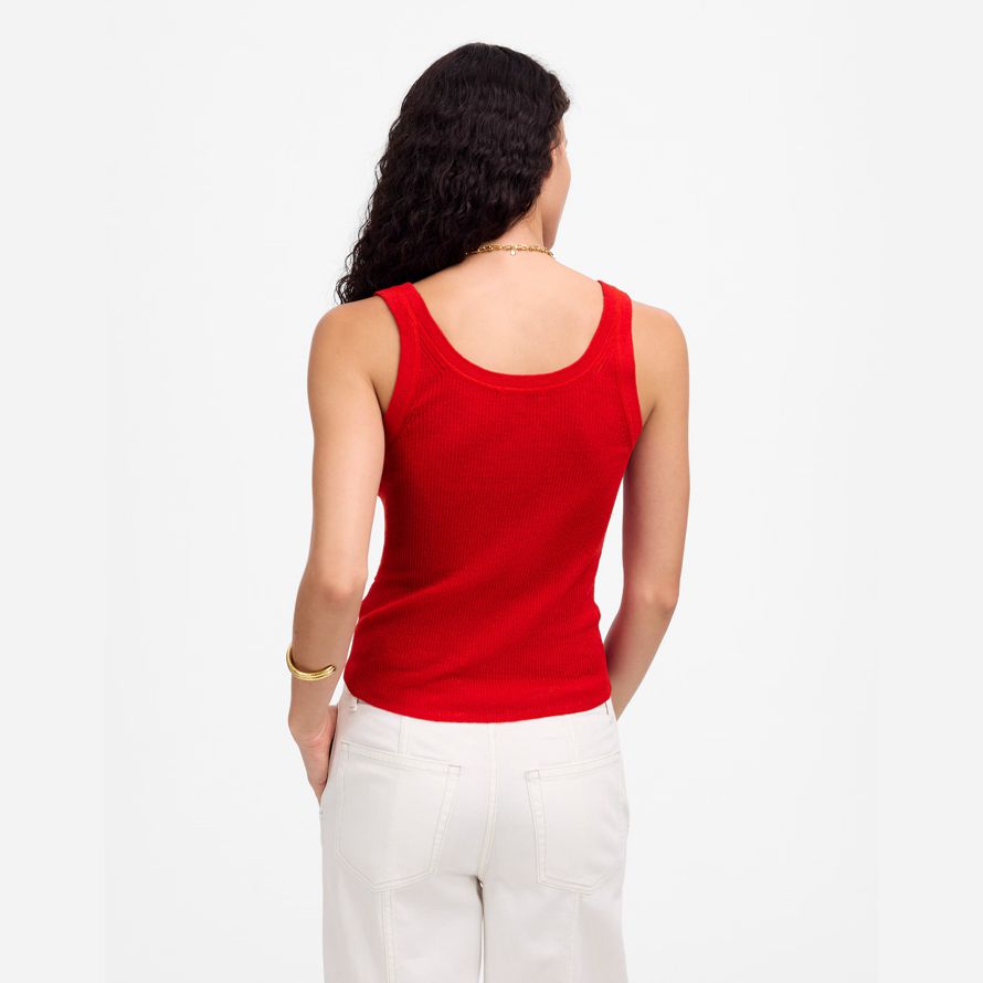 red womens madewell linen-blend scoopneck sweater tank