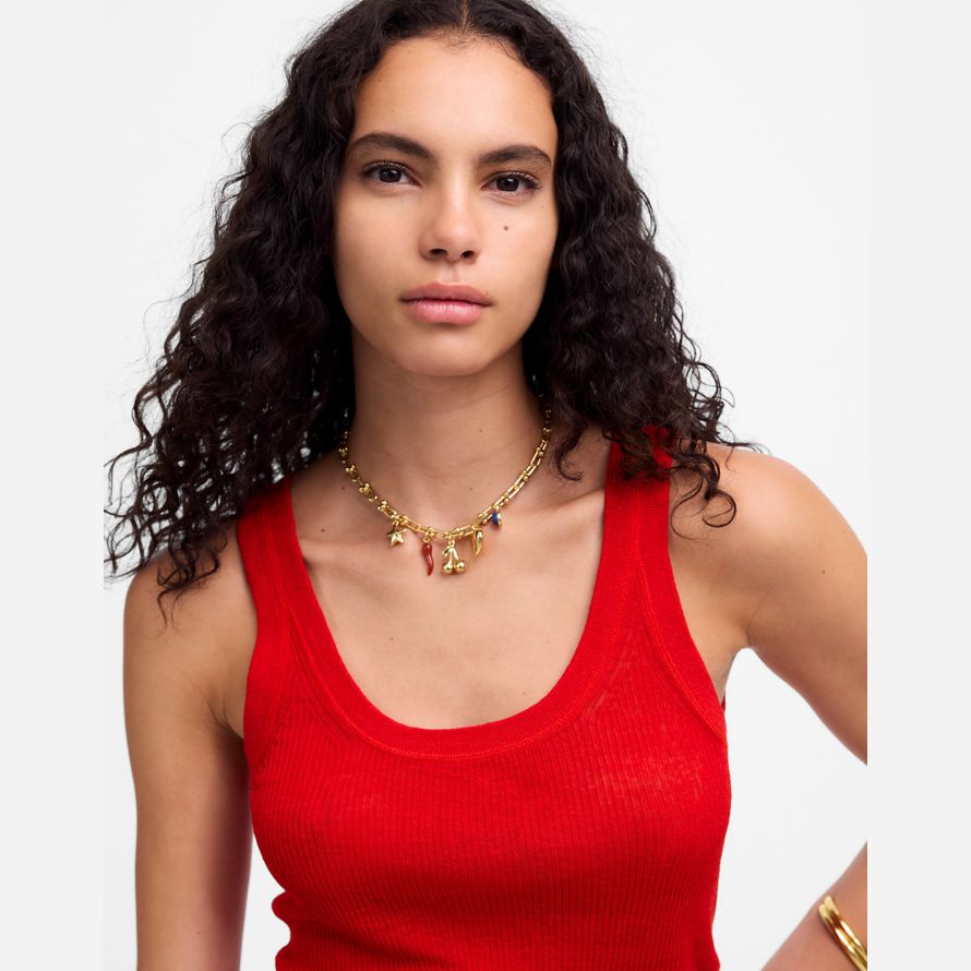 red womens madewell linen-blend scoopneck sweater tank