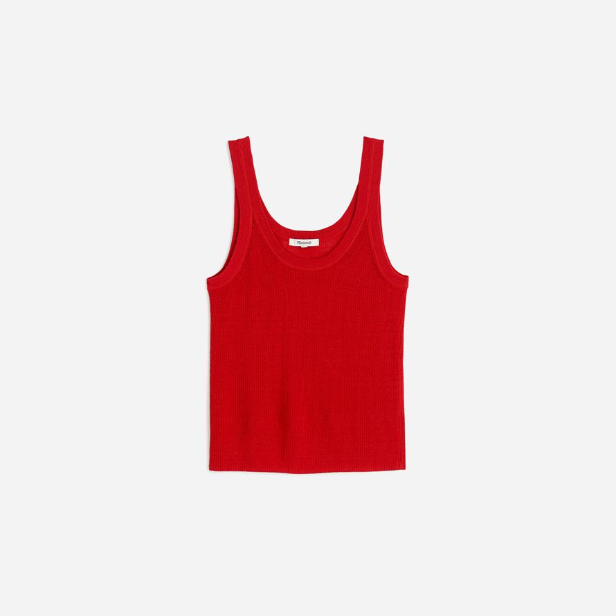 red womens madewell linen-blend scoopneck sweater tank
