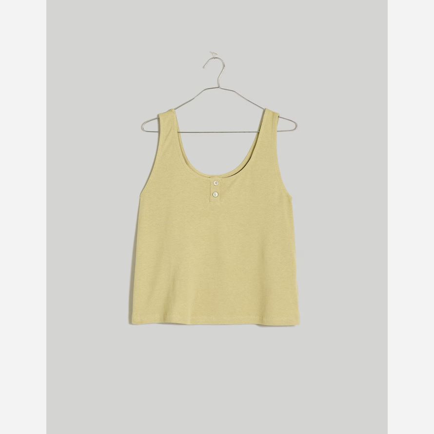yellow madewell pointelle henley womens tank
