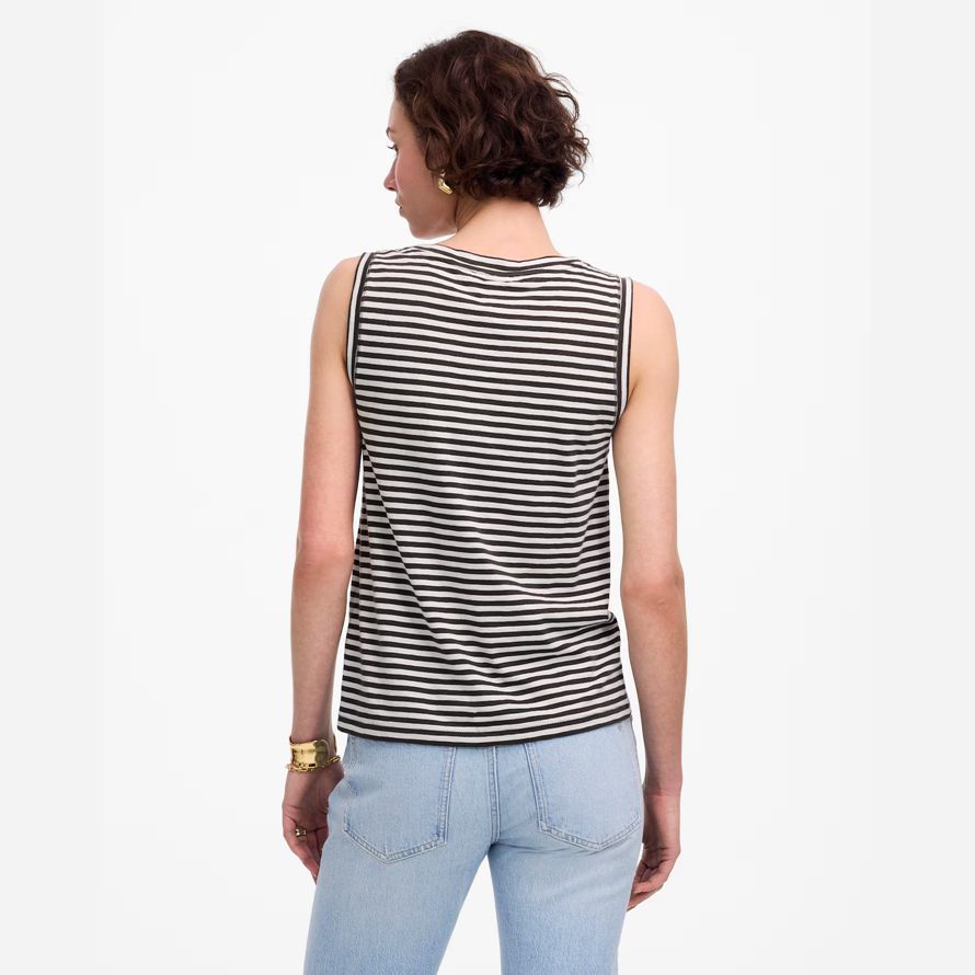 womens madewell slub relaxed v-neck tank black white