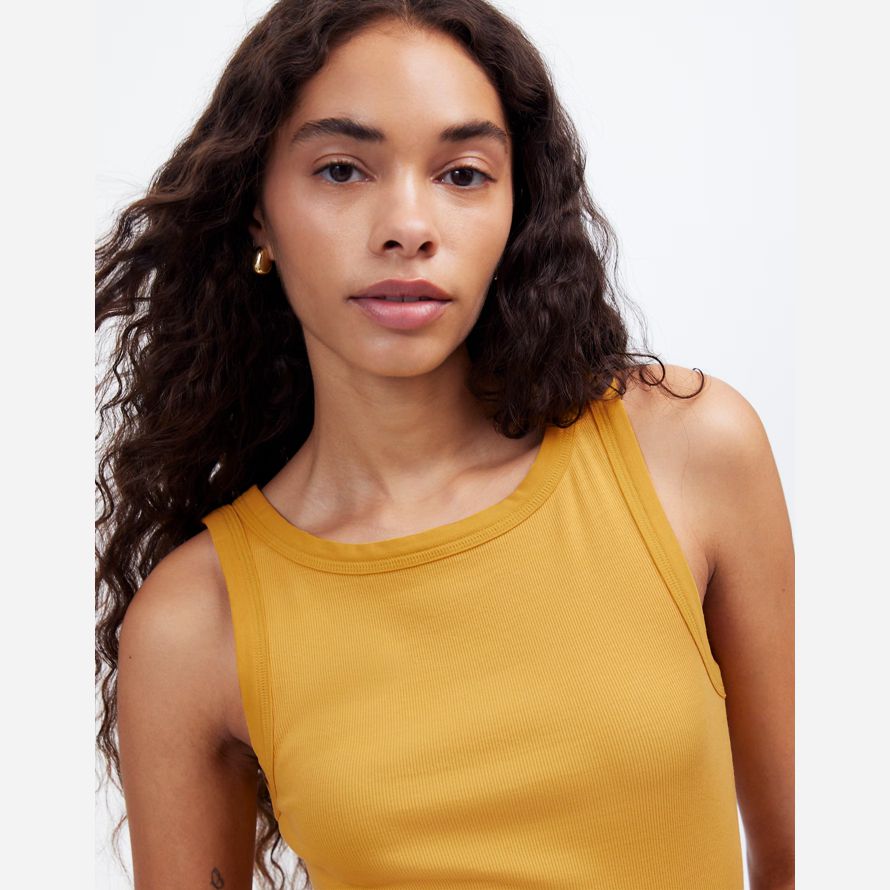 womens madewell regenerative cotton essential high-neck tank yellow