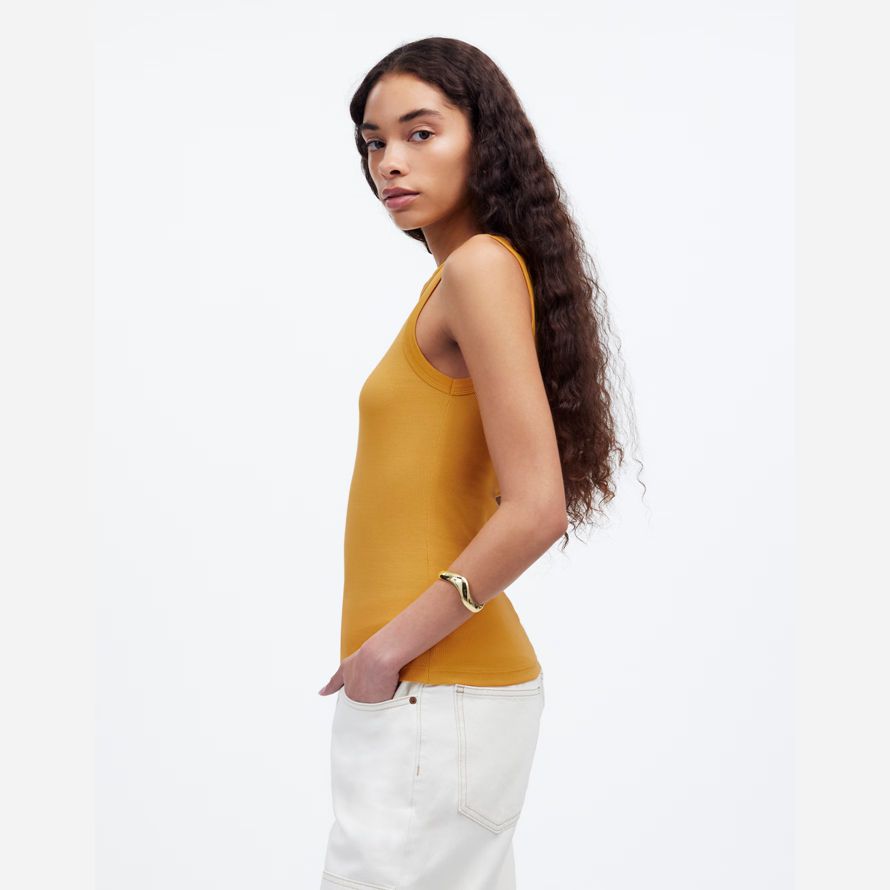 womens madewell regenerative cotton essential high-neck tank yellow