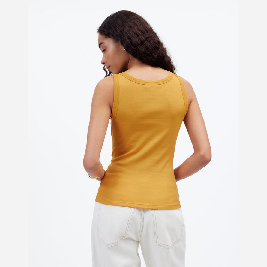 womens madewell regenerative cotton essential high-neck tank yellow