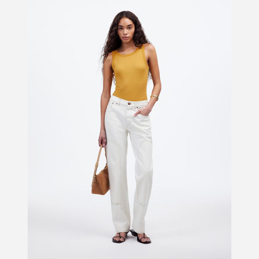 womens madewell regenerative cotton essential high-neck tank yellow
