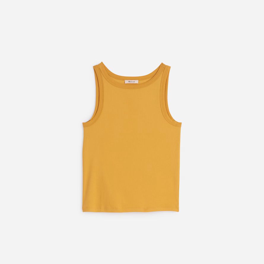 womens madewell regenerative cotton essential high-neck tank yellow