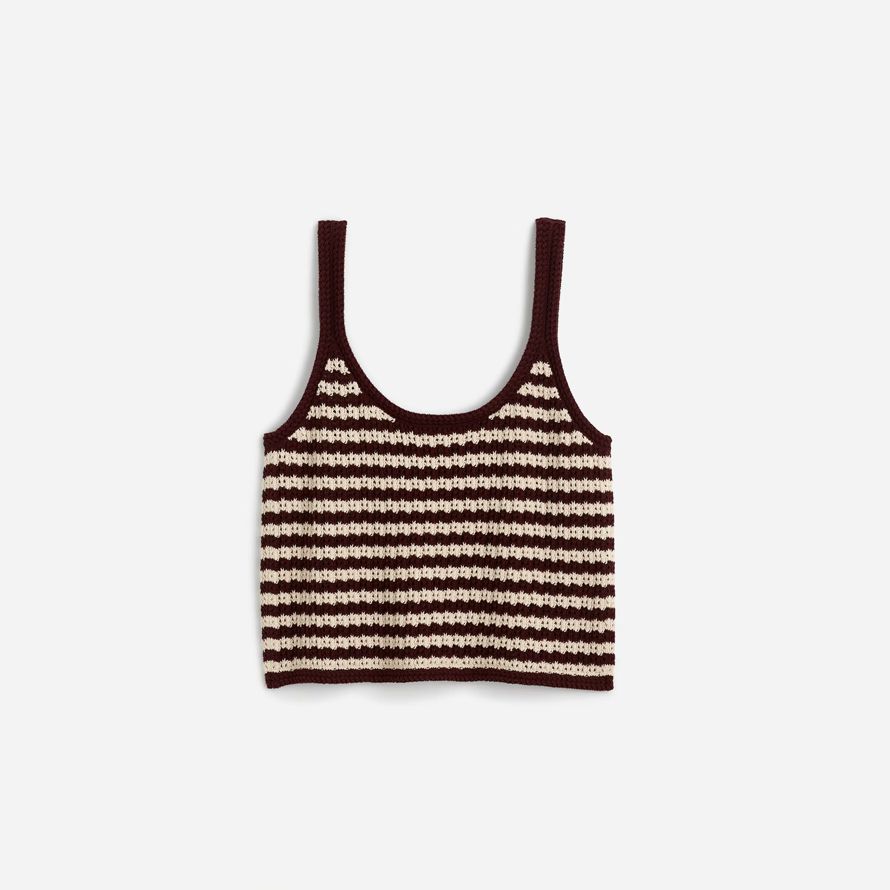womens madewell open-stitch sweater tank dark brown beige