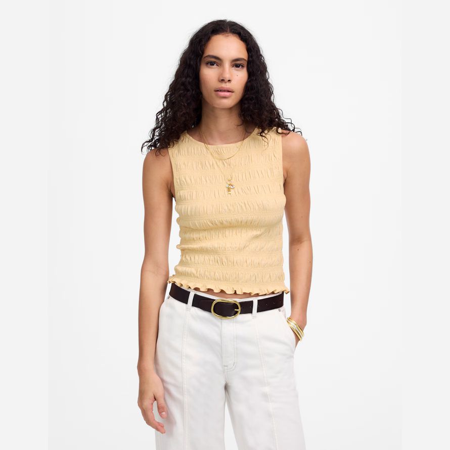 yellow madewell smocked boatneck womens tank