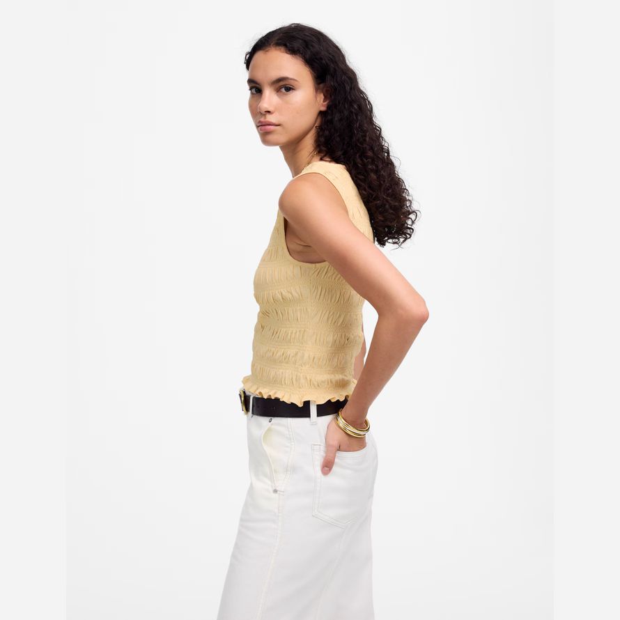 yellow madewell smocked boatneck womens tank
