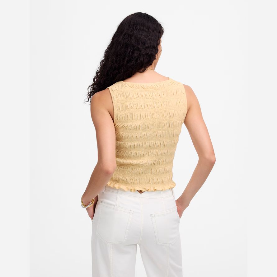 yellow madewell smocked boatneck womens tank